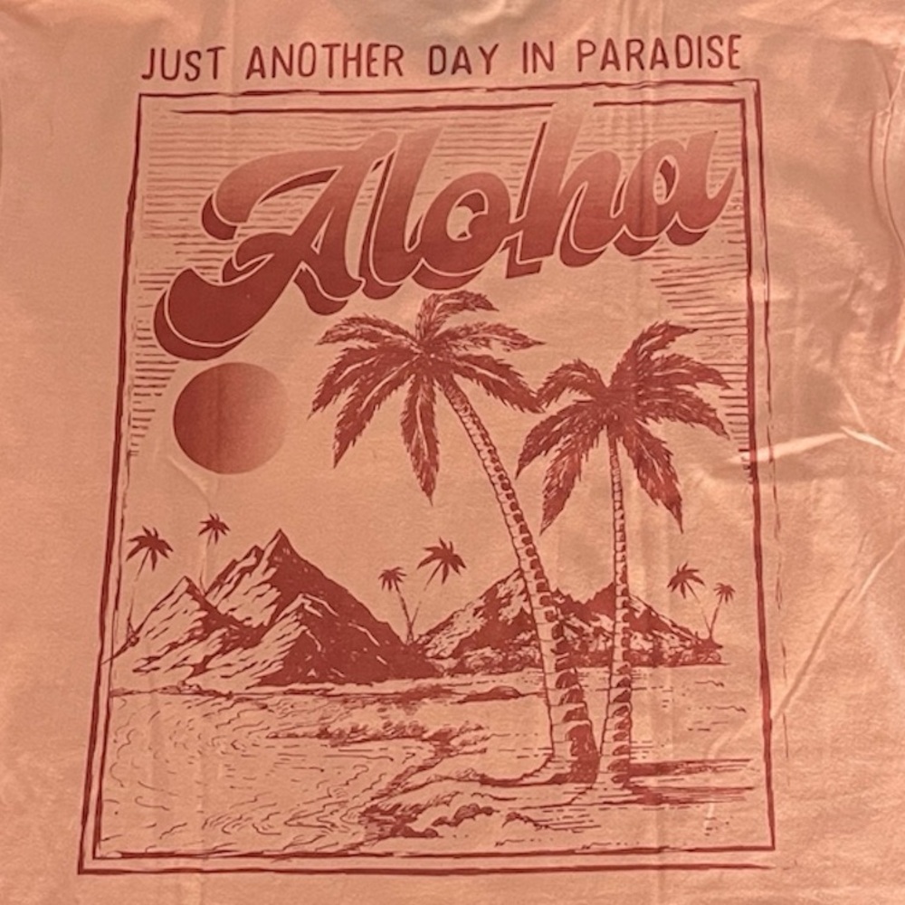 🔥🔥🆕PEACH T-SHIRT PALM TREES ALOHA - Picture 4 of 5